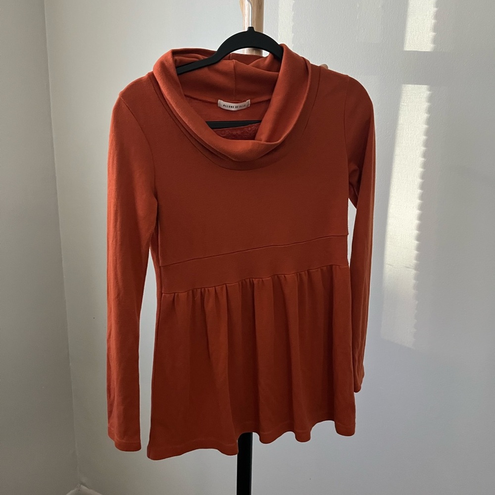 🔥🌟3/15 Turtle neck orange fleece shirt